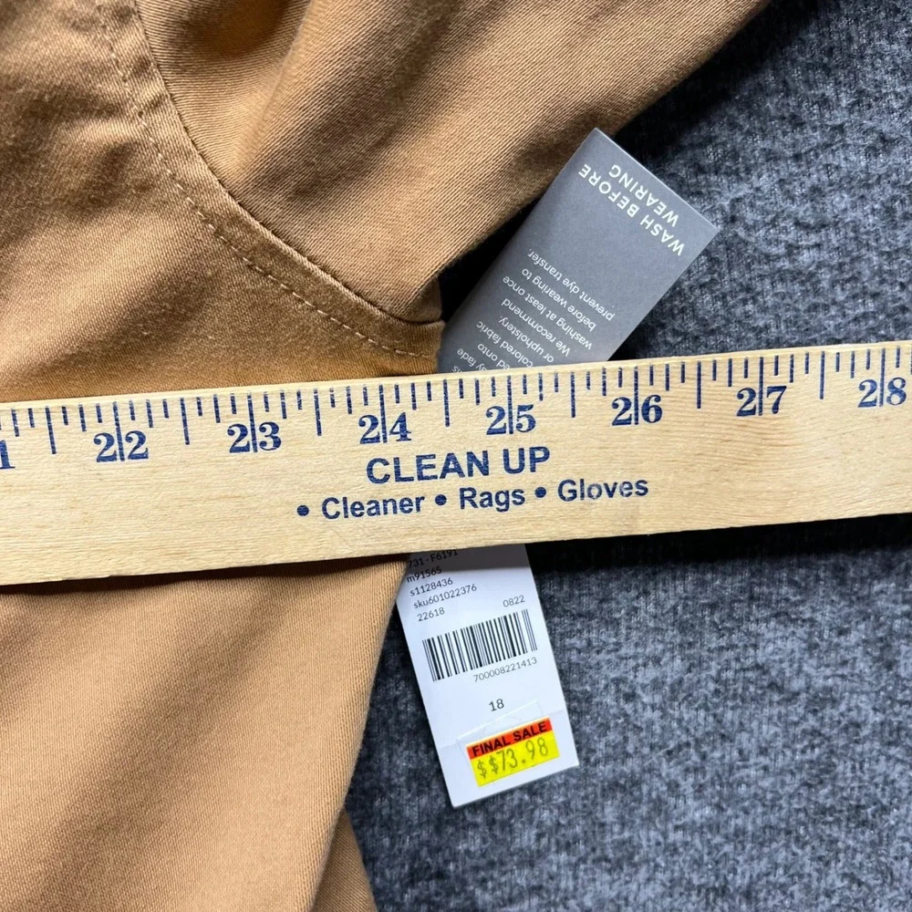 Lane Bryant Jacket Women 18 Tan Cropped Puff Shoulder Cotton Blend m91565
